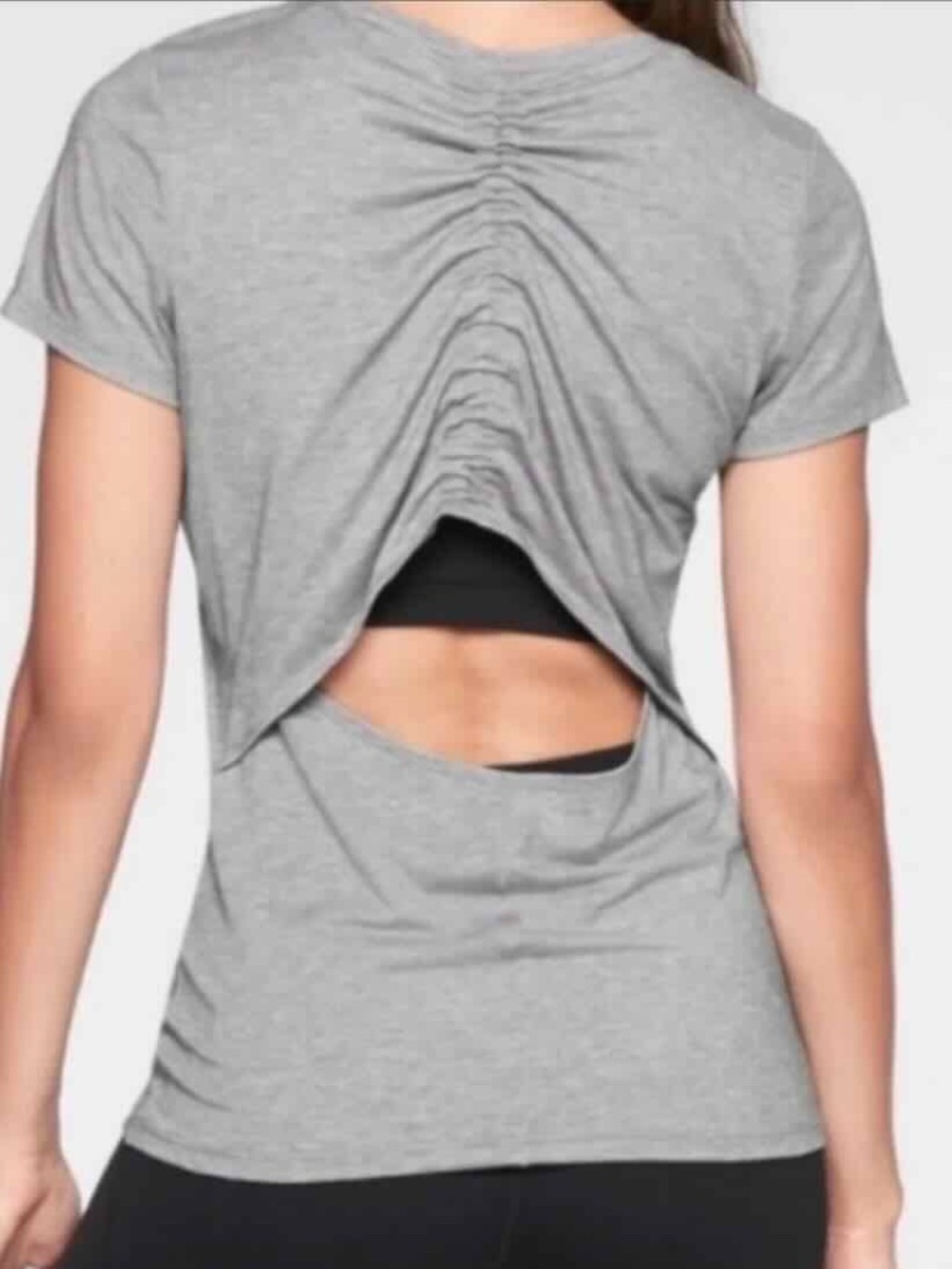 Athleta Essence Cinched Open Back Top XXS Gray Athletic Wear